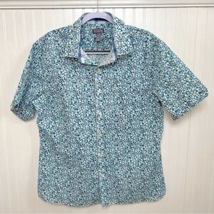 Van Heusen Multi Blue & White Mini Floral Short Sleeve Button Up Men’s Large